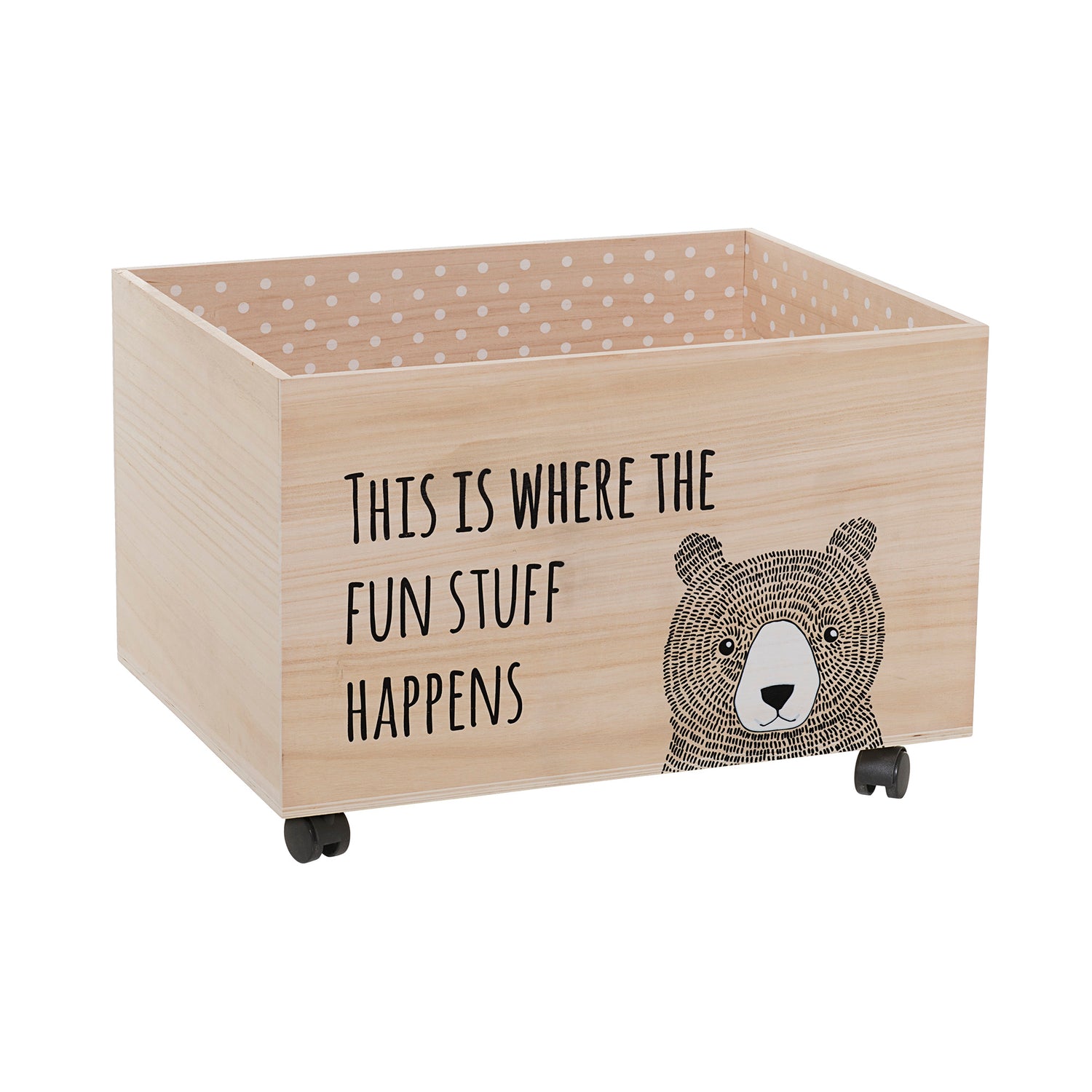 BLOOMINGVILLE MINI Kesa Opbevaringskasse m/Hjul, Natur, Kejsertræ - L60xH40xW45 cm - DesignGaragen.dk.