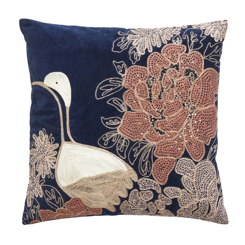 Nordal Blue Velvet kuddecaser broderier 45 x 45 cm