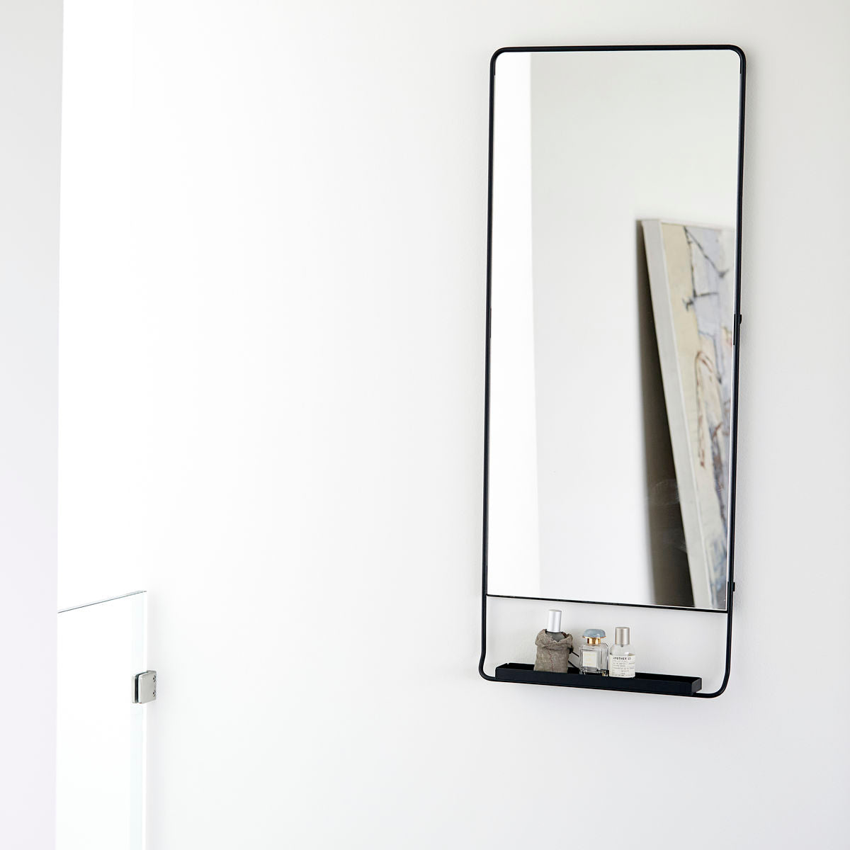 House Doctor-Mirror med hyllan, Chic, Black-W: 45 cm, H: 110 cm, D: 7 cm