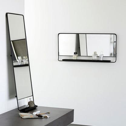 House Doctor-Mirror med hyllan, chic, svart-W: 80 cm, h: 40 cm, d: 7 cm