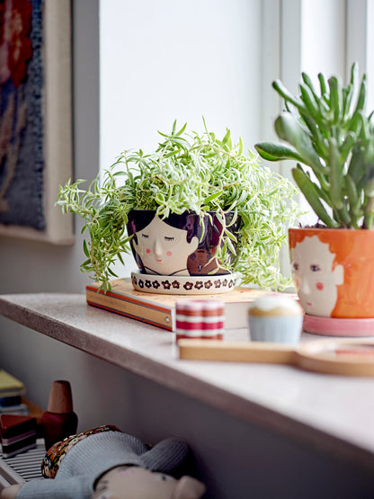 BLOOMINGVILLE MINI - Carolin Urtepotte m/Underskål, Sort, Stentøj - BLOOMINGVILLE MINI - DesignGaragen.dk