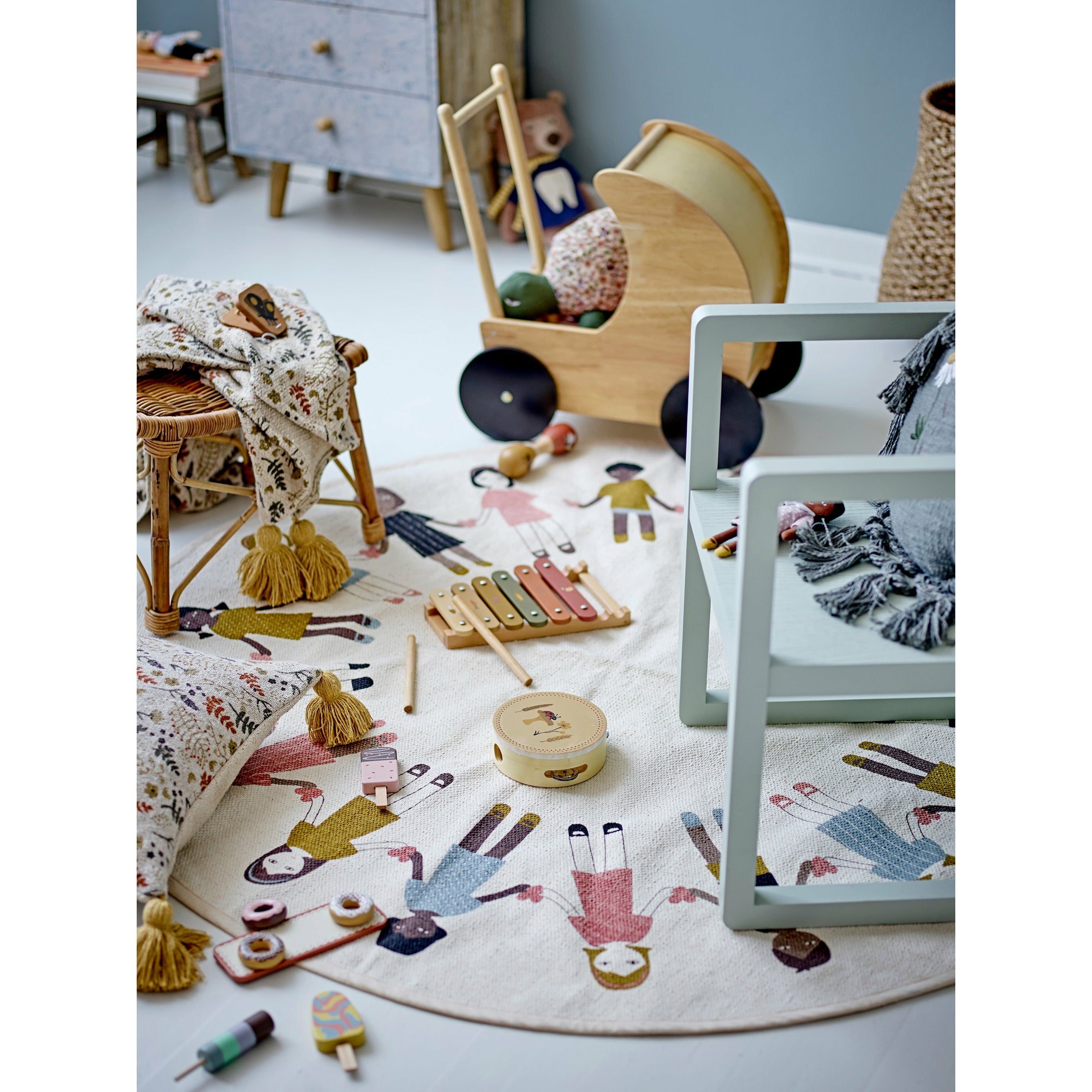 Friends Tæppe, Natur, Bomuld - D130 cm - BLOOMINGVILLE MINI - DesignGaragen.dk