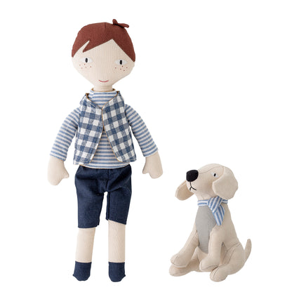 BLOOMINGVILLE MINI Hilbert Doll, Blå, Hør - L17xH37xW9 cm, Set of 2 - DesignGaragen.dk.